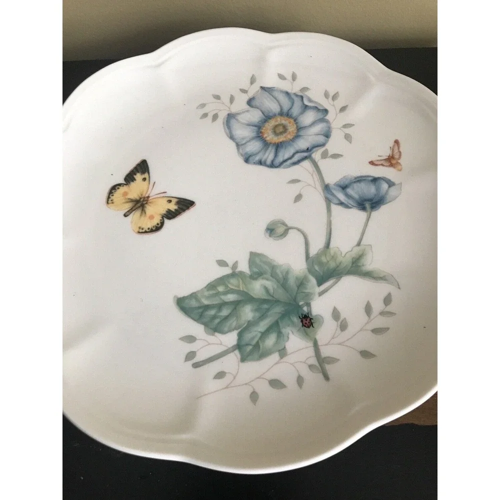 Lenox Butterfly Meadow Monarch‎ Patterns 2 Salad Plates Scalloped